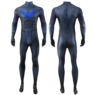 Nightwing Jumpsuit Robin Men Cosplay Costume Bodysuit Stage Suit Halloween UK • £18.23