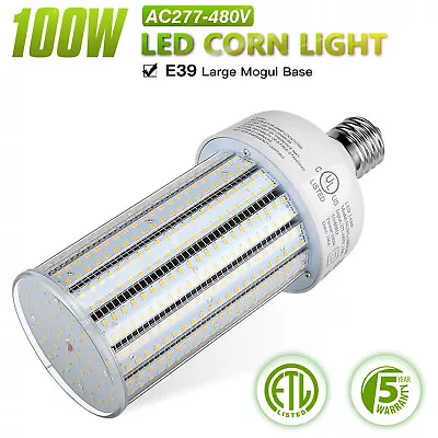 ETL Industric 480V LED Corn Light Bulbs 100W Warehouse Parking Lot Lamp E39 Base • $67.73