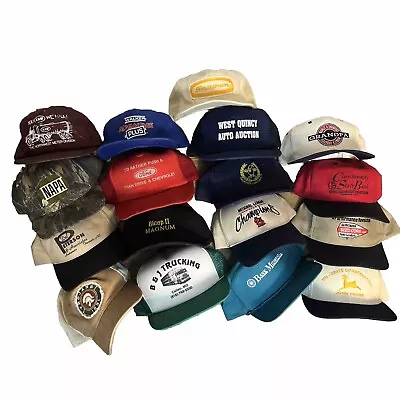 Vintage Hat Lot Of 17 Hats - Various Styles And Condition Trucker SnapBack Caps • $40