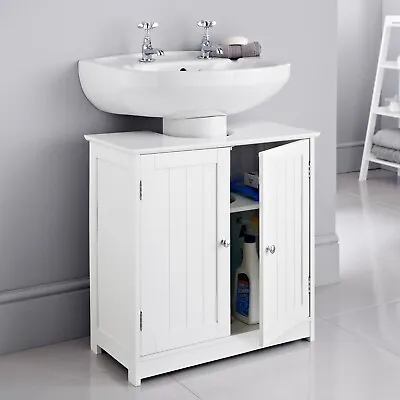 Under Sink Cabinet Bathroom Basin Unit Cupboard Storage Furniture White • £35.99