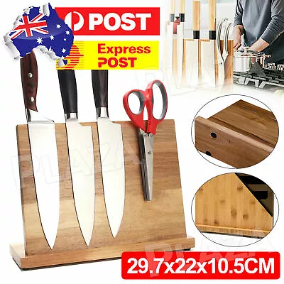 Knife Magnet Holder Cutlery Wood Storage Stand Rack Block Kitchen Tool AU • $28.95