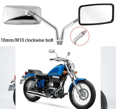 $36.25 • Buy 2x 10mm Chrome Motorcycle Rectangle Mirror For 2016 Suzuki Boulevard S40 Cruiser