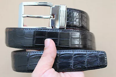 Black Genuine Alligator Crocodile Belly Leather Skin Men's Belt • $62