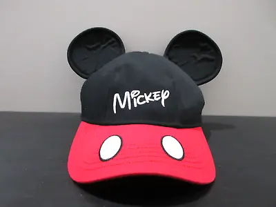 Disney Hat Cap Snap Back Black Red Mickey Mouse Ear Magic Kingdom Mens • $18.88