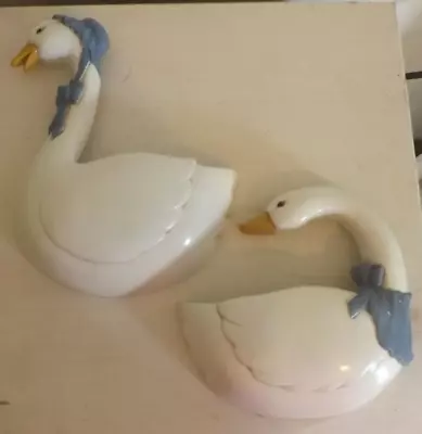 Set Vintage Burwood Goose Wall Pocket #2814 Wall Hanging Duck Blue Ribbon HOMCO • $14.88