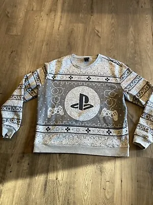 PlayStation Sweater Mens 2X Gray Long Sleeve Ugly Christmas Holiday • $32