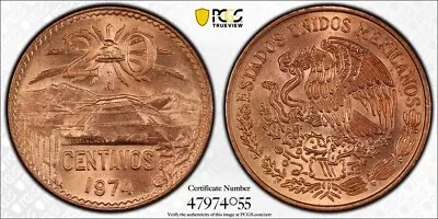 1974 Mo Mexico 20 Centavos PCGS MS66RD • $75