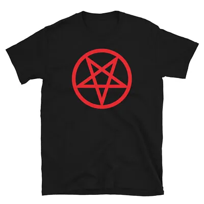 Red Classic Inverted Pentagram Occult Symbol Men's Short-Sleeve T-Shirt • $23.95