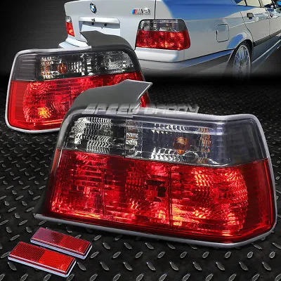 For 92-99 Bmw 3-series E36 Sedan Red/smoked Lens Tail Light Brake Reverse Lamps • $80.66