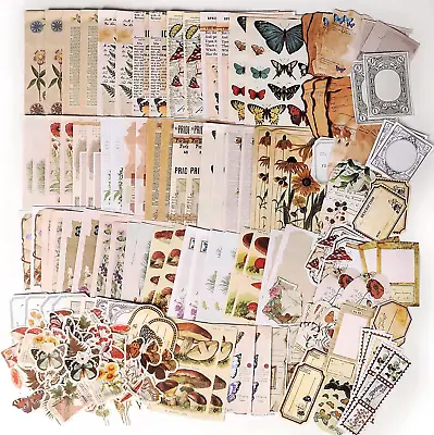 200 Pieces Vintage Scrapbook Supplies Pack For Junk Journal Planners DIY Paper • £8.19