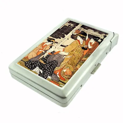 Vintage Japanese Poster 100's Size Cigarette Case With Built In Lighter Wallet • $21.95