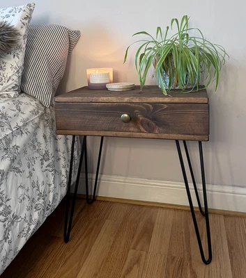 £118 • Buy Wooden Nightstand Bedside Coffee Table - Handmade Rustic Style/