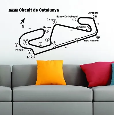 £20.90 • Buy Circuit De Barcelona-Catalunya Track Circuit Map F1 MOTO GP Wall Stickers Vinyl