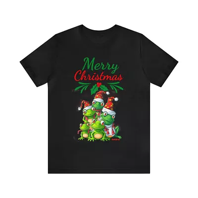 Christmas Family Frogs Wearing Santa Hats Unisex Jersey Short Sleeve Tee • $24.99