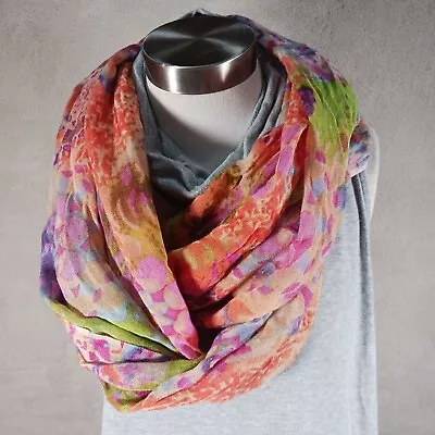 Lightweight Floral Flower Pattern Infinity Loop Scarf Feathers By Tolani 70 X28  • $4.52