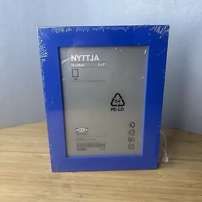 2 IKEA Nyttja Picture Frames Blue Plastic Rectangular For 5  X 7  Photos • £15.20