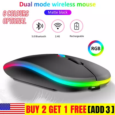 New Bluetooth Wireless Mouse With USB Rechargeable RGB Mouse For Computer Laptop • $2.99