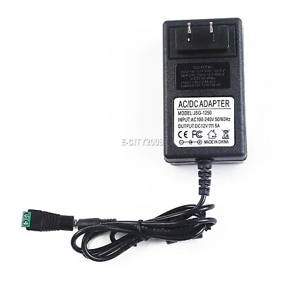 12V 5A 5 AMP 60W DC Power Supply Adapter Transformer LED Strip CCTV PC 5050 USA • $10.87