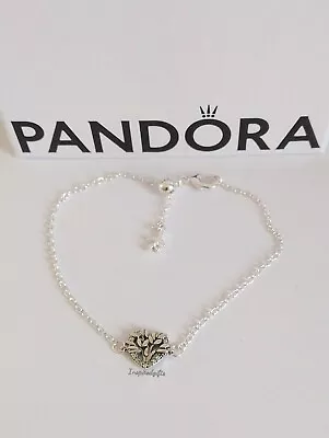 £9.99 • Buy Lovely Authentic Pandora Heart Family Tree Chain Bracelet 20cm S925 ALE 💞