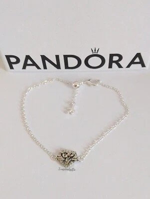 £9.99 • Buy Lovely Authentic Pandora Heart Family Tree Chain Bracelet 20cm S925 ALE 💞