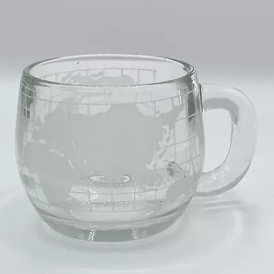 Vintage Glass World Globe Mug Nestle Nescafe Coffee Clear Mugs Cups 3  Height • $7.49