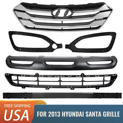 For Hyundai Santa Fe Sport 2013-2016 Front Upper Grille Fog Light Bezels Set • $125.16