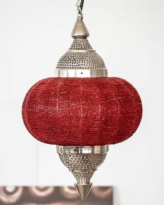 Beaded Boho Lantern Red • $70