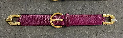 SALVATORE FERRAGAMO Purple 5099 Leather Belt Two Signature Buckles 70  • $160.12