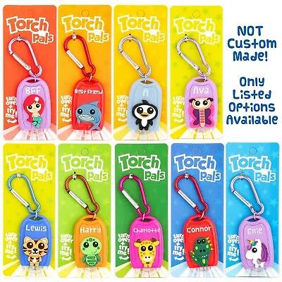 Kids Personalised Torch Novelty Mini LED Toy Light Carabiner Clip Names Animals • £3.99