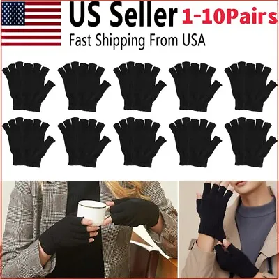 Winter Thermal Knitted Fingerless Gloves Warm Half Finger Gloves For Men Women • $6.55