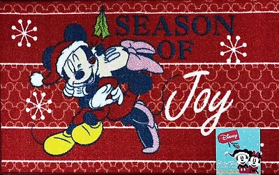 Disney Mickey Mouse Minnie Christmas Mat Rug 20”x32” Season Of Joy Snowflakes • $26.34