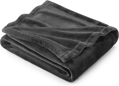Plush Fleece Twin Blanket In Dark Grey - Soft And Cozy Microfiber Bedding - C72 • $19.99