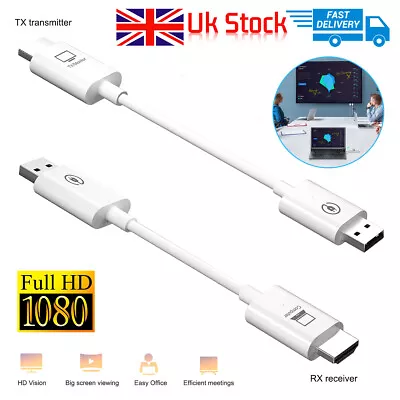 Wireless HDMI Video Transmitter & Receiver Extender Display Cable PC To TV 2024 • £36.49