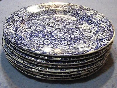 4 Crownford Calico Chintz Pattern Dinner Plates Staffordshire England Blue • $80