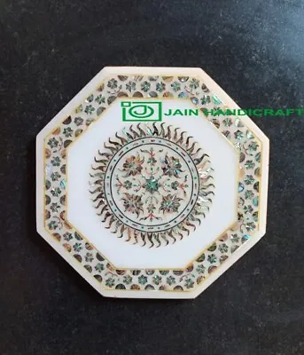 18'' White Marble Table Top Center Coffee Antique Inlay Pietra Dura Mosaic L3 • $494