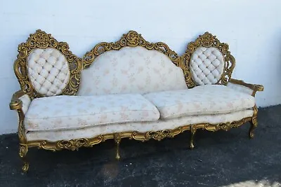 French Heavy Carved Painted Antique Gold Large Long Sofa Couch 2456 • $1402.50