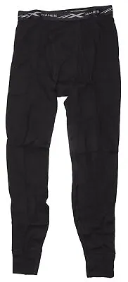 Hanes Men's Waffle Knit Thermal Pant Black Size Medium 60% Cotton 40% Polyester • $11