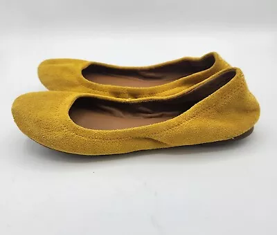 Lucky Brand Erin Mustard Yellow Suede Slip On Ballet Flats 6.5 Womens New • $51