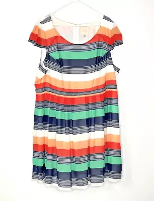 ModCloth Plus Size 3X Fit Flare Dress Multi Colored Striped Pockets Mod Cloth • $39.99