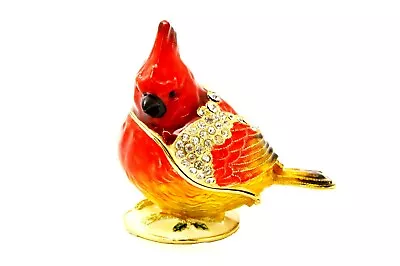 $39.95 • Buy Bejeweled Cardinal Trinket Box. Hand Painted Enamel With Swarovski Crystals 