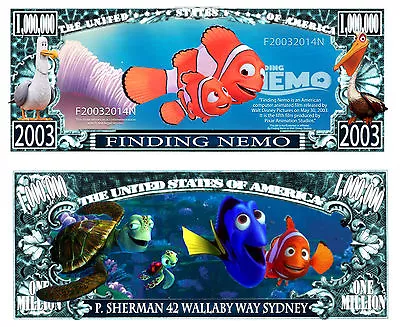 Finding Nemo Million Dollar Bill Play Funny Money Novelty Note +FREE SLEEVE • $1.69