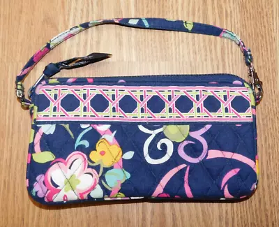 Vera Bradley Ribbons Wallet Purse Navy Blue Pink White Yellow Floral • $9.99