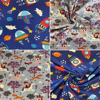 COTTON JERSEY FABRICS - CHILDREN'S DESIGNS - Space Fairytale 160cm Wide • £14