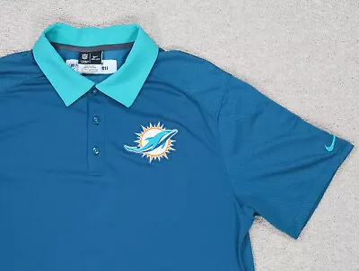 Miami Dolphins Polo Shirt Large NIKE Dri Fit OnField NFL Scout Chris Rossetti • $31.58