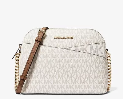 Michael Kors Vanilla Jet Set  Dome MK Signature Crossbody Purse Bag • $90