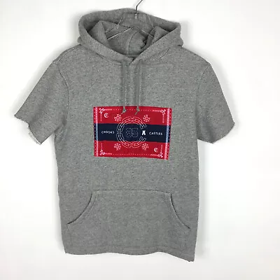 Crooks & Castles Short Sleeve Zip-Hem Applique Hoodie Pass-Thru Pocket Size S • $34