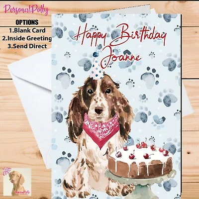 Personalised Cocker Spaniel Card Birthday Pet Dog Paw Brown White Fluffy Cute • £2.82