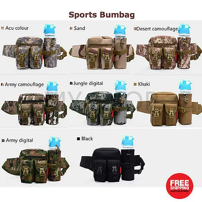 Sports Outdoor Canvas Bumbag Waist BagRemovable Water Bottle Pouch -Camouflage • $29.95