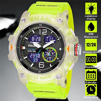 Men's Sport Watch Digital LED Electronic Military Waterproof Quartz Analog Wrist • $15.48