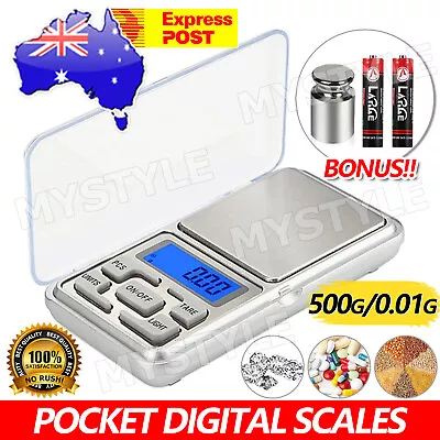 $7.35 • Buy Digital Scale 500g/0.01g Mini Pocket Jewelry Gold Silver Coin Gram Herb Grain AU